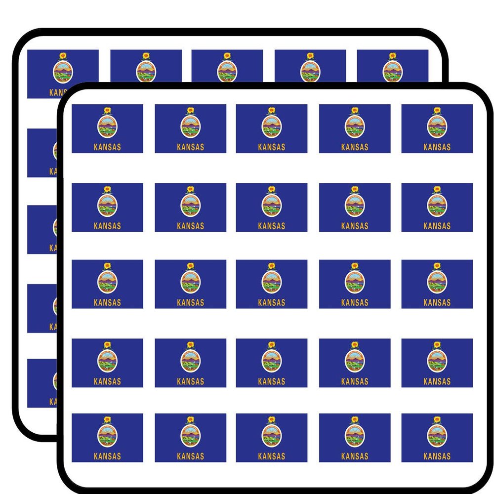 Kansas Flag Sticker for Scrapbooking, Calendars, Arts, Kids DIY Crafts, Album, Bullet Journals 50 Pack