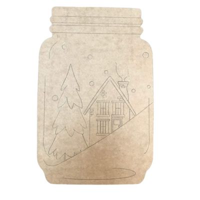 Christmas Mason Jar Cutout, 18'' Wooden MDF Door Hanger (10''-30'')