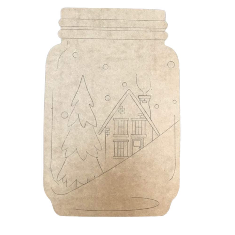 Christmas Mason Jar Cutout, 18'' Wooden MDF Door Hanger (10''-30'')