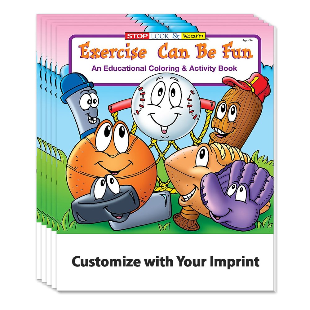 ZOCO Exercise Can Be Fun Custom Coloring Books (250 Bulk Pack, Without Crayons) Ideal Handout for Public Health, Daycare, Doctor's Office