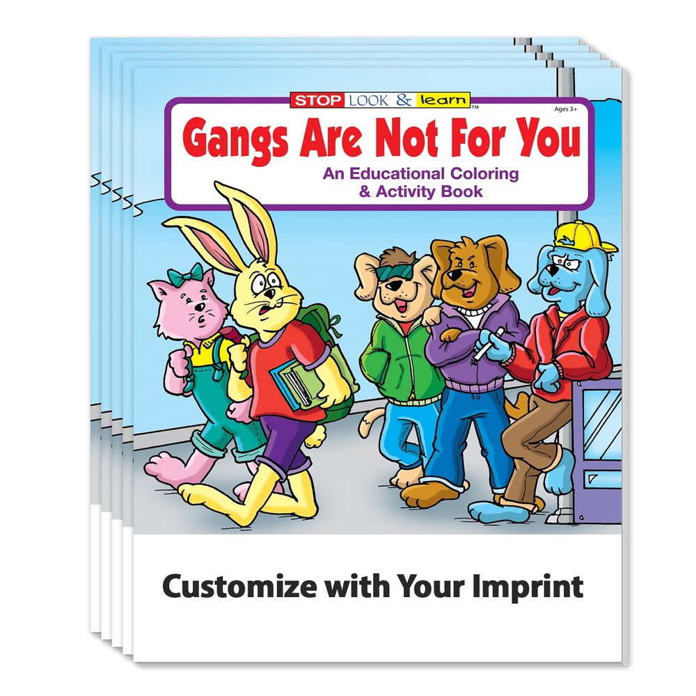 ZOCO Preventing Gang Involvement Custom Kids Educational Coloring Books (250 Bulk Pack, Without Crayons) Reduce Gang Participation and Crime Prevention Handout for Children Games, Puzzles