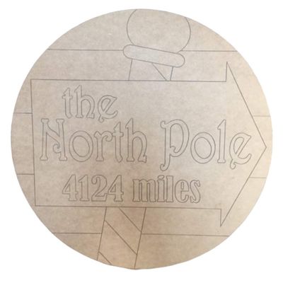 North Pole Christmas Door Hanger, 10'' Unfinished Craft (10''-30'')