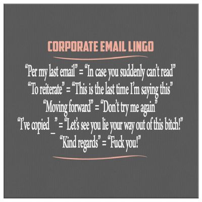 Corporate Email Lingo Funny Work Employee E-Mail Offensive Coffee Cup Mug Canvas