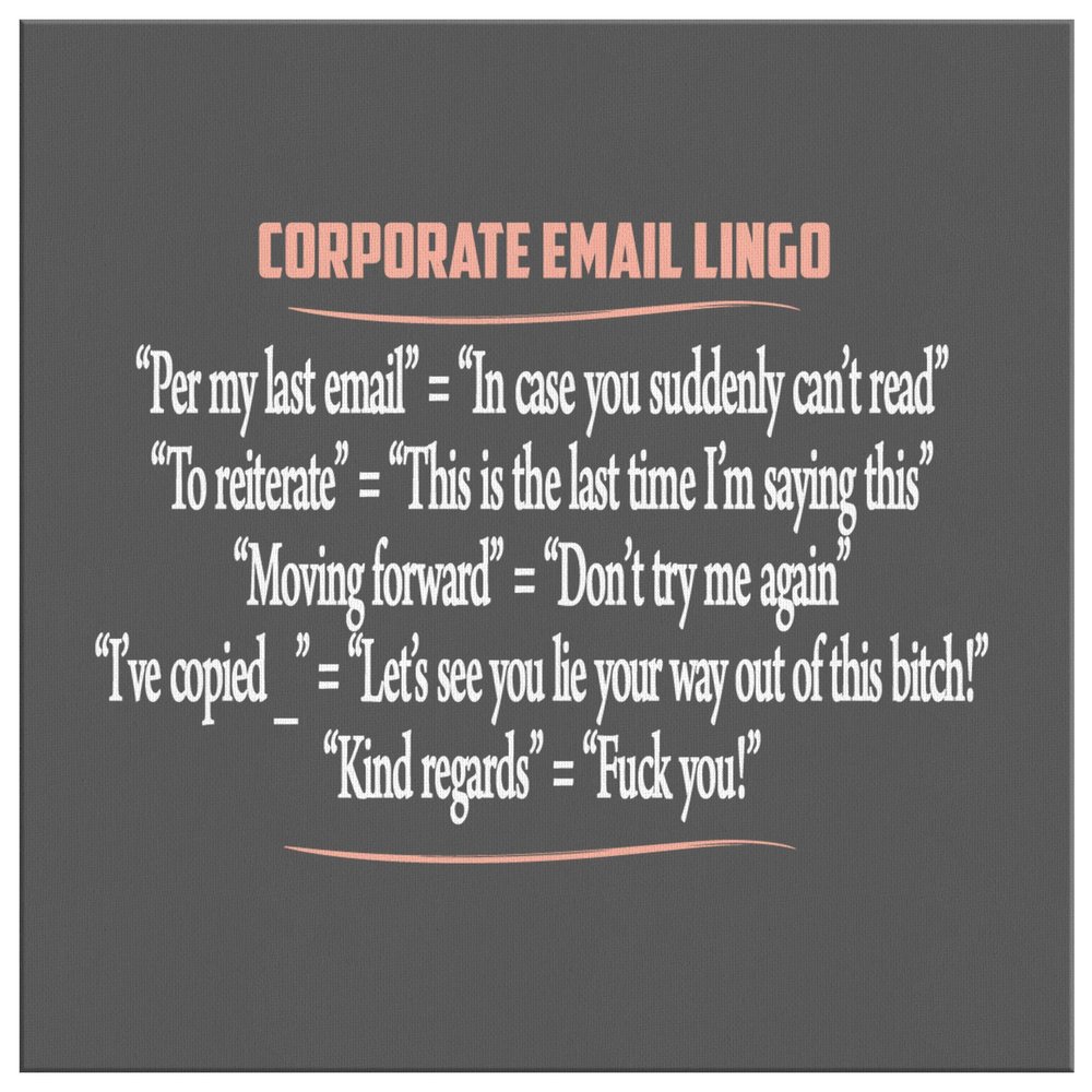 Corporate Email Lingo Funny Work Employee E-Mail Offensive Coffee Cup Mug Canvas
