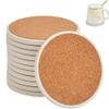 12 Pcs Ceramic Tiles for Crafts Coasters, Absorbent Stone Coaster Blanks for Crafts, 4inch Ceramic White Tiles Unglazed with Cork Backing Pads, Decorate Your Own Coaster DIY Project view 1