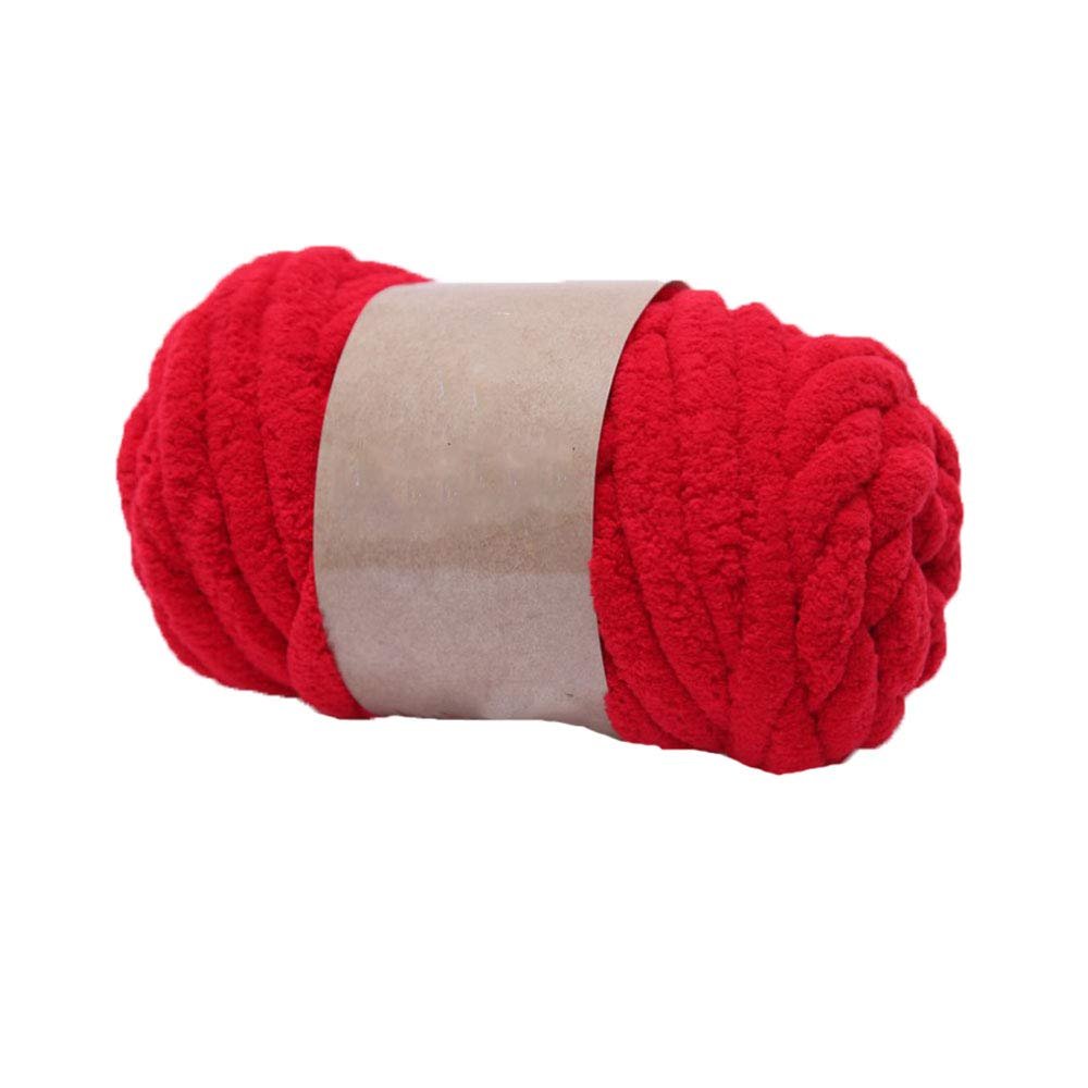 Jumbo Chunky Knit Chenille Yarn Deep Red Hand Knitting Yarn Arm Knit Blanket Yarn 250g/8.82oz Vegan Chenille Yarn DIY Pillow Throw Hat