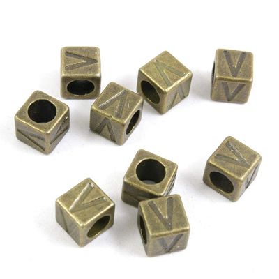 850 PCS Metal Antique Bronze Color Jewelry Making Supplies Charms Beading Crafting Wholesale F5AD7 Alphabet V Cube Loose Beads