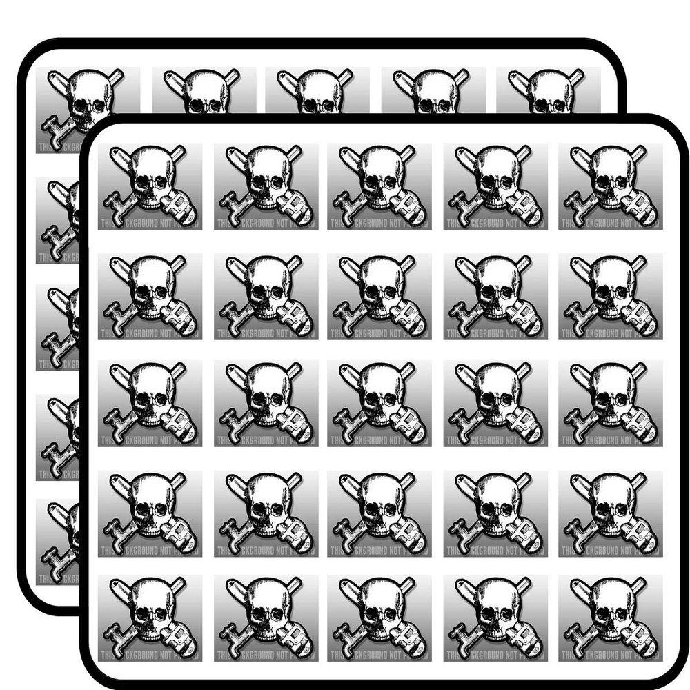 Skull & Pipe Wrench Shaped (Funny Plumber Small) Sticker for Scrapbooking, Calendars, Arts, Kids DIY Crafts, Album, Bullet Journals 50 Pack