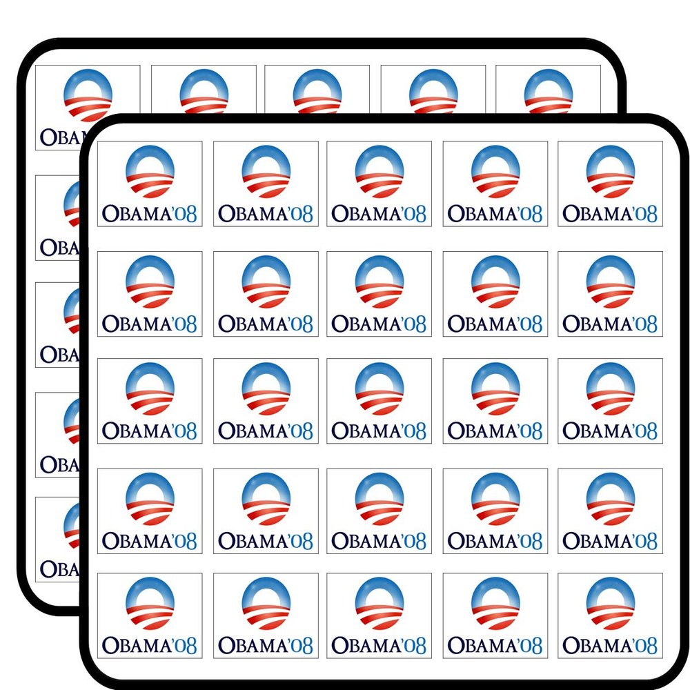Vintage Obama O Logo 08 (Election Political Logo 2008 Barack) Sticker for Scrapbooking, Calendars, Arts, Kids DIY Crafts, Album, Bullet Journals 50 Pack