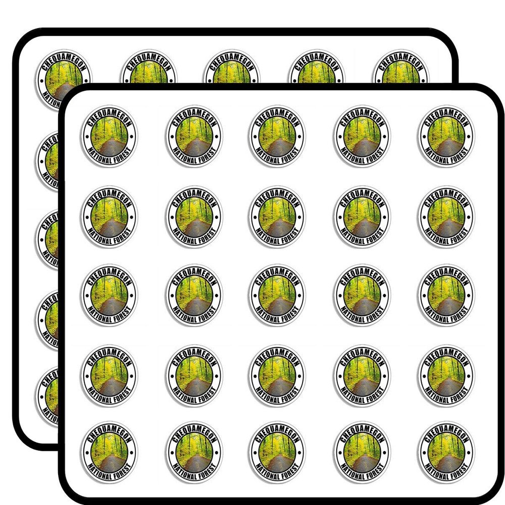 Round Chequamegon National Forest (us Hike rv Travel) Sticker for Scrapbooking, Calendars, Arts, Kids DIY Crafts, Album, Bullet Journals 50 Pack