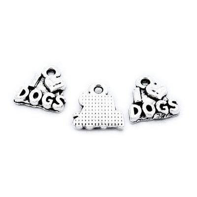 40 Pieces Antique Silver Plated Jewelry Charms GY03922 Love Dogs Tag Signs