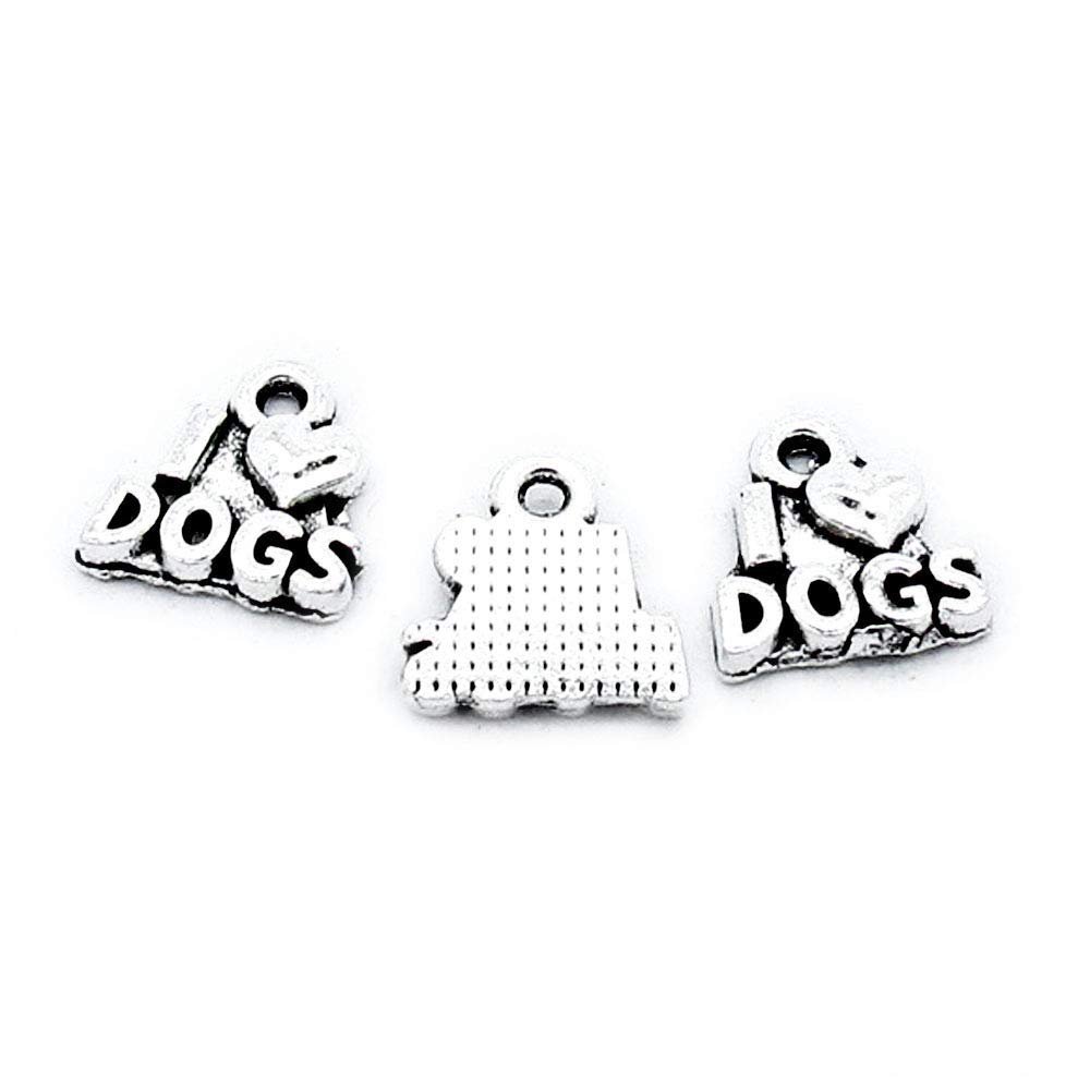 40 Pieces Antique Silver Plated Jewelry Charms GY03922 Love Dogs Tag Signs