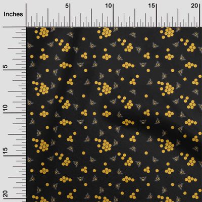 oneOone Viscose Jersey Fabric Honeycomb & Honey Bee Insect Decor Fabric Printed BTY 60 Inch Wide