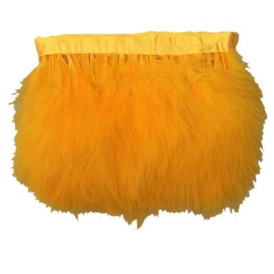 ADAMAI Natural Turkey Marabou Hackle Fluffy Feather Fringe Trim 6-8inch Width 50yards (Golden Yellow)