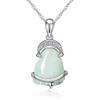S925 Silver Buddha Feet Pendant Natural Burmese Emerald Necklac view 1