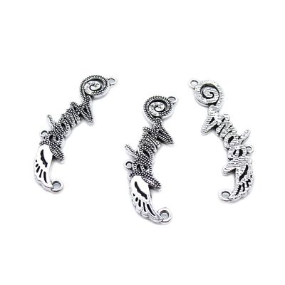130 Pieces Antique Silver Plated Jewelry Charms GY04258 Word Angel Wing Connector