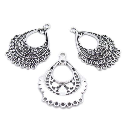 100 Pieces Antique Silver Plated Jewelry Charms GY04704 Earring Eardrop Connector