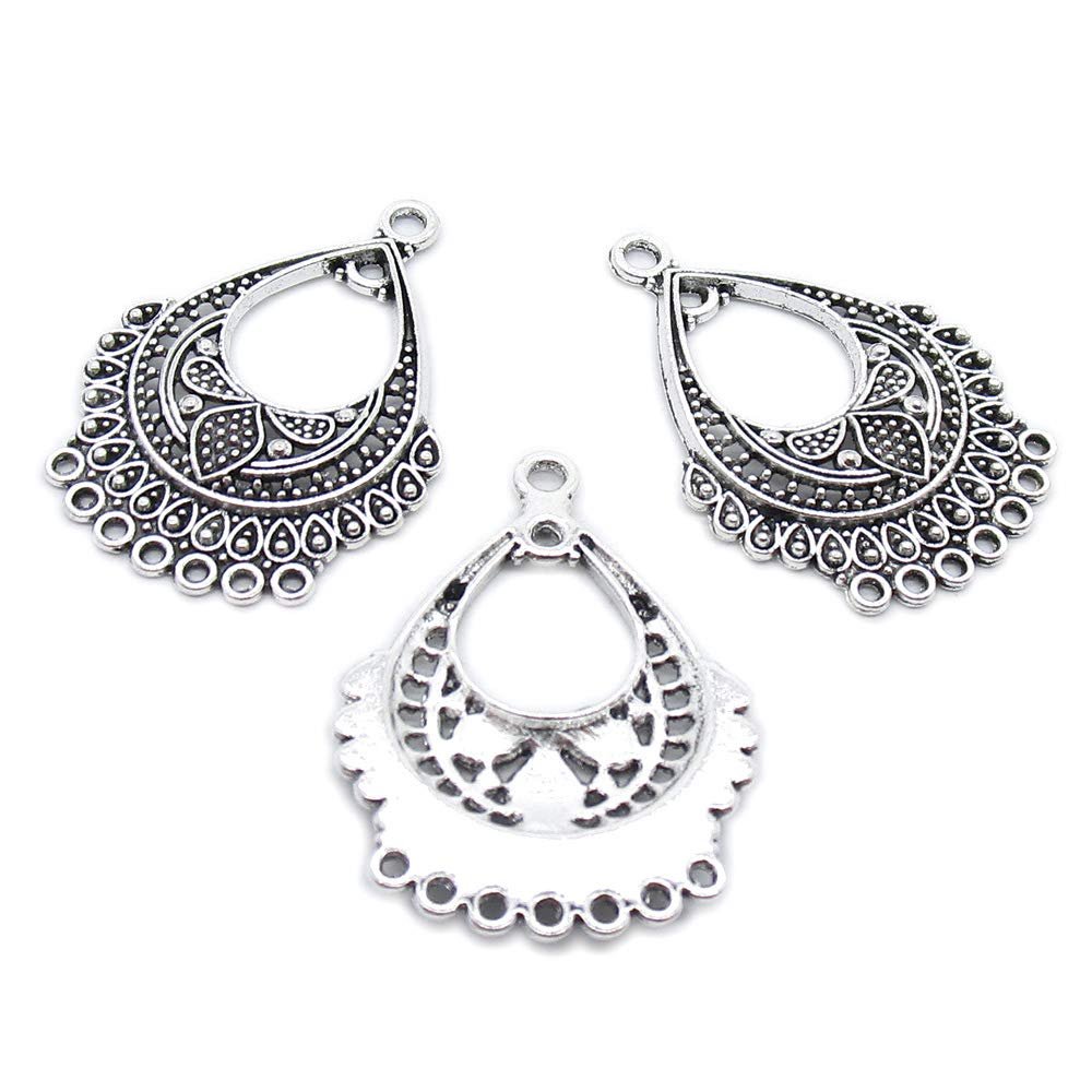 100 Pieces Antique Silver Plated Jewelry Charms GY04704 Earring Eardrop Connector