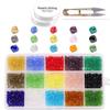 Glarks 1800Pcs 4MM Crystal Bicone Beads Set, 15 Color Bicone Shaped Crystal Glass Faceted Beads with Elastic Rope, Scissor, Needle for DIY Jewelry Making, Bracelets, Necklaces, Earrings view 1