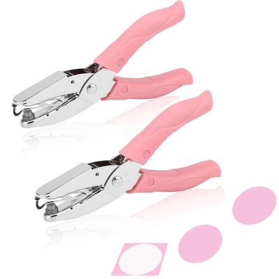 Rongon Handheld Hole Punch Hole 2 Pack Large Circle Paper Punch Puncheing with Soft-Handled 1/4 Inch Handmade Art Tools Hole Punching Single DIY Craft Shape Paper Cutter Perforator