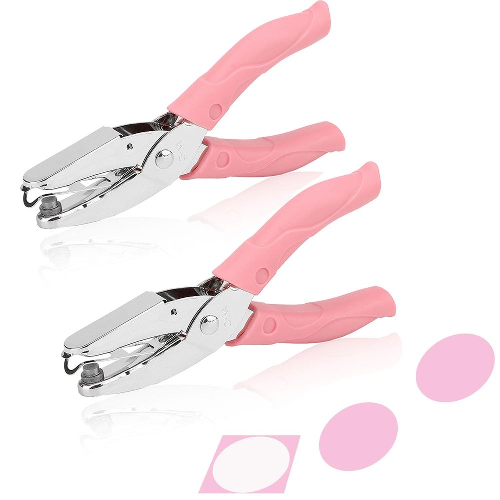 Rongon Handheld Hole Punch Hole 2 Pack Large Circle Paper Punch Puncheing with Soft-Handled 1/4 Inch Handmade Art Tools Hole Punching Single DIY Craft Shape Paper Cutter Perforator