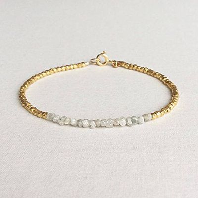 AAA++ Rare Quality Raw Diamond Bracelet, Rough Diamond Bracelet, April Birthstone Bracelet, Dainty Diamond Bracelet, Diamond Bracelet, Diamond 2mm Code- WAR1413