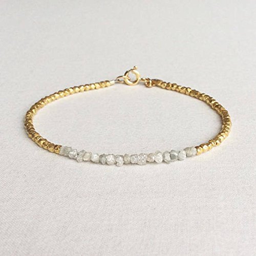 AAA++ Rare Quality Raw Diamond Bracelet, Rough Diamond Bracelet, April Birthstone Bracelet, Dainty Diamond Bracelet, Diamond Bracelet, Diamond 2mm Code- WAR1413