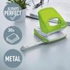Leitz 50081054 Hole Punch, 30 Sheets, Guide Bar with Format Markings, Metal, Wow Range, Green view 3