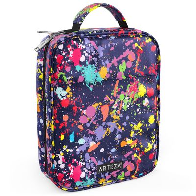 Arteza Pencil Case Organizer, 64 Elastic Slots, Paint Splatter Pattern, Large Capacity, Holds Up to 205 Pencils, Pens, and Markers