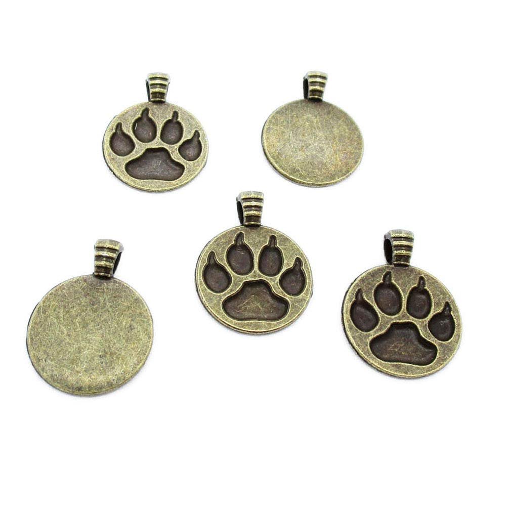 20 PCS Metal Antique Bronze Color Jewelry Making Supplies Charms Beading Crafting Wholesale S1IN8 Wolf Paw Footprint Trace