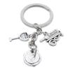 5 Pieces Keyring Keychain Wholesale Suppliers Jewelry Clasps BT4710 Pan Cake Goblet Glass Cup Juice Rack Wine view 2