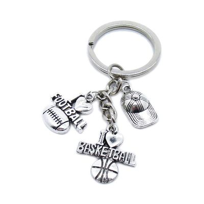 5 Pieces Keyring Keychain Wholesale Suppliers Jewelry Clasps BT4169 Basketball Football American Love I Cap Baseball