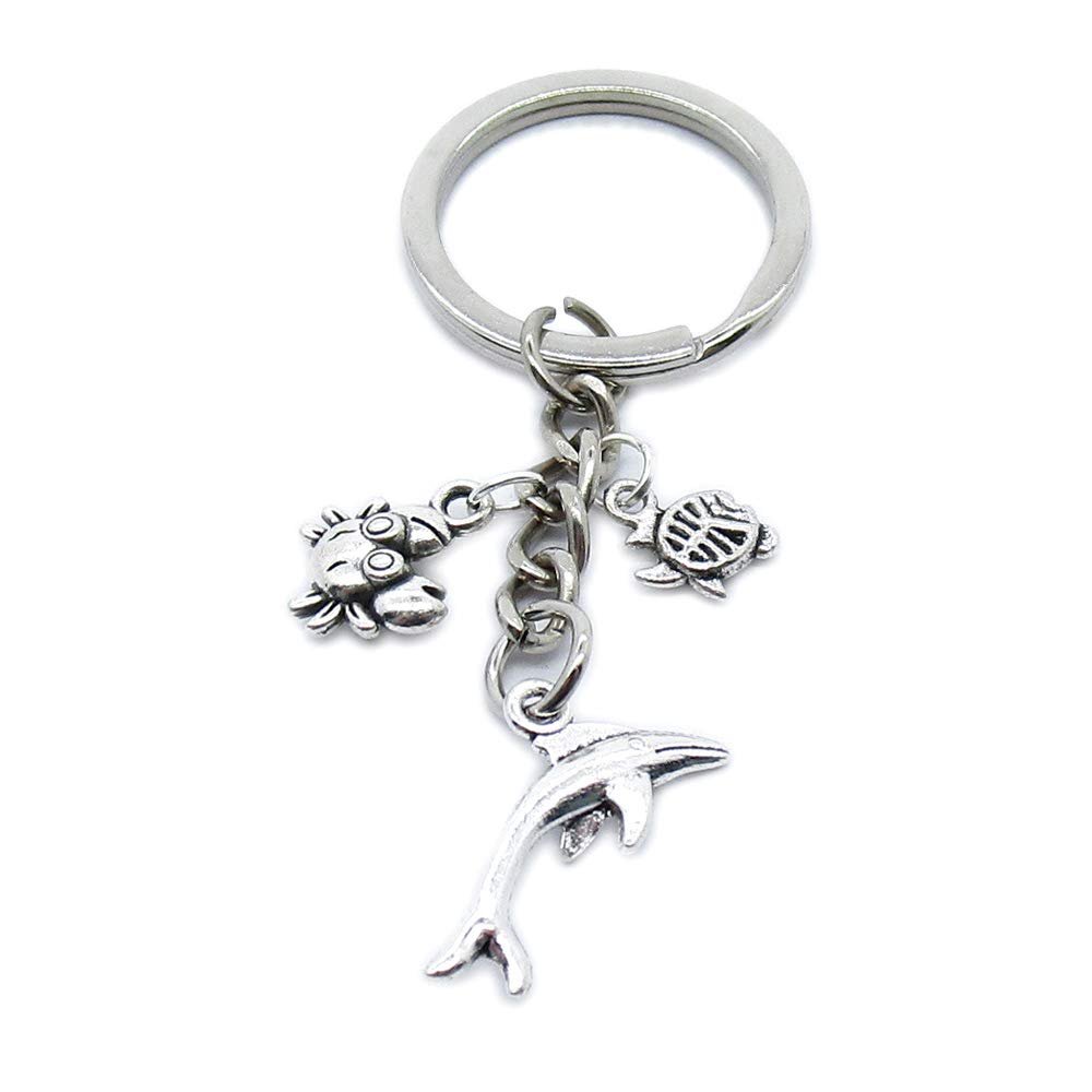5 Pieces Keyring Keychain Wholesale Suppliers Jewelry Clasps BT4133 Dolphin Crab Fish Little