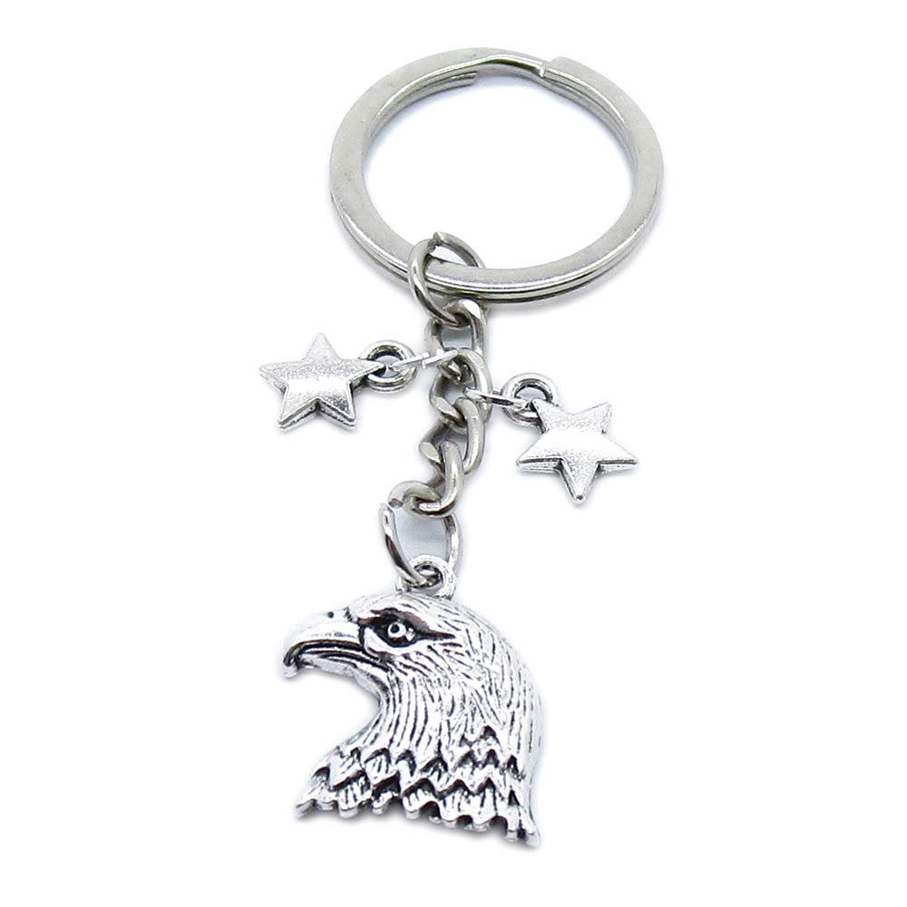50 Pieces Keyring Keychain Wholesale Suppliers Jewelry Clasps BT4149 Hawk Eagle Star Pentagram