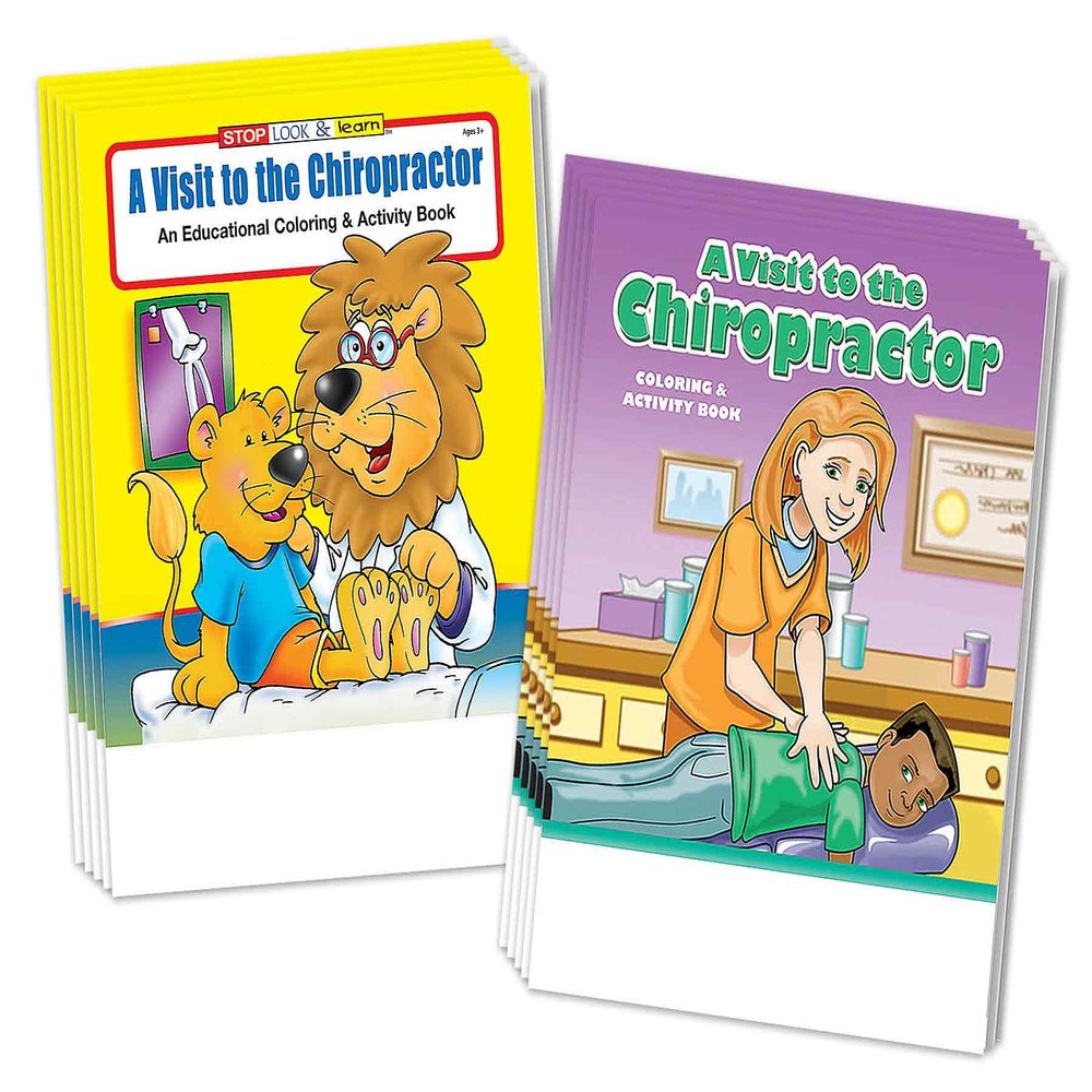 ZOCO Chiropractor Coloring and Activity Books 50 Pack (25 Books Each Design) Chiropractic Office Gifts and Activities for Kids