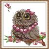 Cross Stitch Kits, Awesocrafts Owls and Dragonfly Tree Cute Summer Easy Patterns Cross Stitching Embroidery Kit Supplies Christmas Gifts, Stamped or Counted (Owl, Counted) view 1
