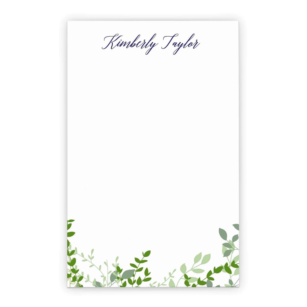 Personalized Watercolor Greenery Notepad for Women, Greenery Stationary Paper and Envelopes Set, Leaf Stationary Paper, Nature Stationary Paper and Envelopes Set, Size 5.5in x 8.5in, 50 Sheets