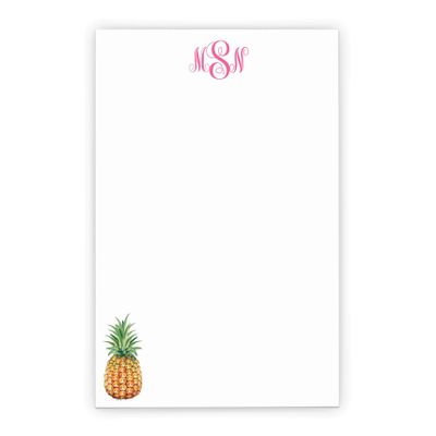 Preppy Pineapple, Womens Monogrammed Notepad with Initials, Personalized Notepad Set, Monogrammed Letter Writing Paper, Personalized Stationary Paper and Envelopes Set, 5.5 x 8.5in, 50 Sheets