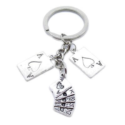 100 Pieces Keyring Keychain Wholesale Suppliers Jewelry Clasps BT4382 Cards Poker A Spades