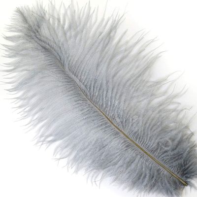 ZUCKER 1pc Ostrich Feather Plume - 9-12 inch Wedding Decoration, Home Decor or Costume Accessory - Silver
