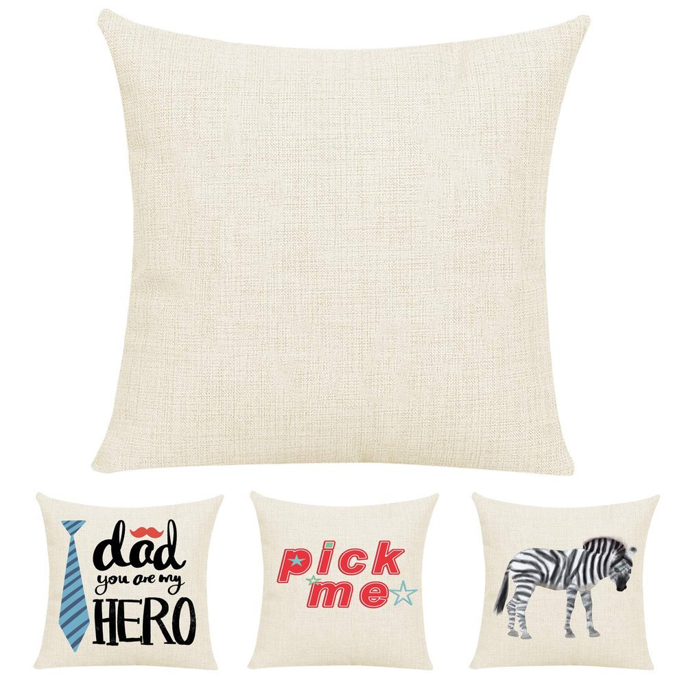 JUSTRY 8 PCS Sublimation Blanks Linen Pillow Cases 16 x 16 Inch Cushion Cover Throw Pillow Covers for Chair Sofa Vinyl HTV with Invisible Zippers DIY Blanks Pillow Case No Pillow Insert