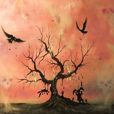 Buyartforless Canvas Mystery Girl Bunny Tree by Ed Capeau Art Painting Reproduction