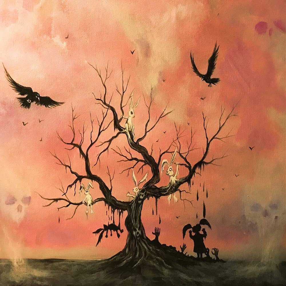 Buyartforless Canvas Mystery Girl Bunny Tree by Ed Capeau Art Painting Reproduction