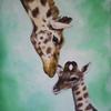 Buyartforless Canvas Mother and Baby Giraffe by Ed Capeau Art Painting Reproduction view 1