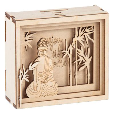 Rayher Wooden 3D Gift Box Enjoy, FSCMixCred, Natural, 11.5 x 8.5 x 5 cm