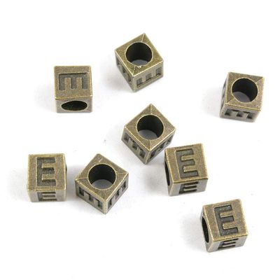 50 PCS Metal Antique Bronze Color Jewelry Making Supplies Charms Beading Crafting Wholesale X3CW4 Alphabet E Cube Loose Beads