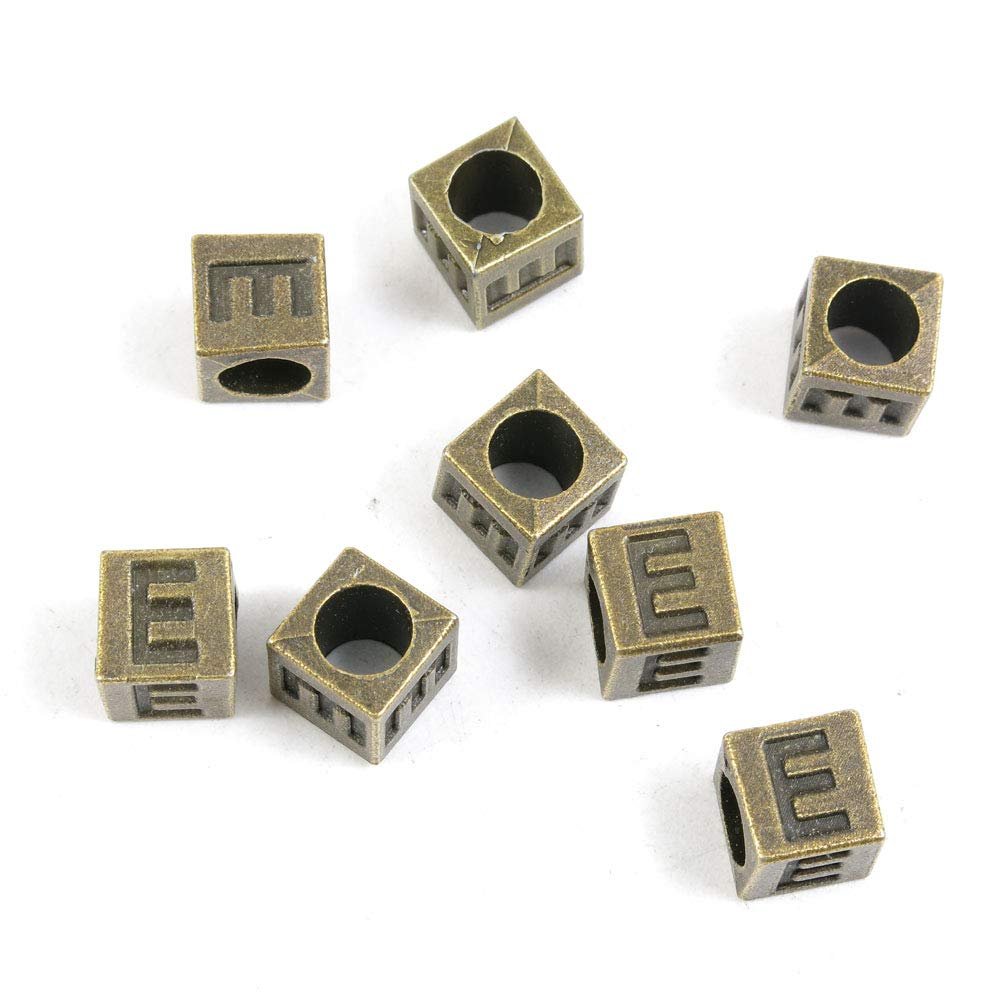 50 PCS Metal Antique Bronze Color Jewelry Making Supplies Charms Beading Crafting Wholesale X3CW4 Alphabet E Cube Loose Beads