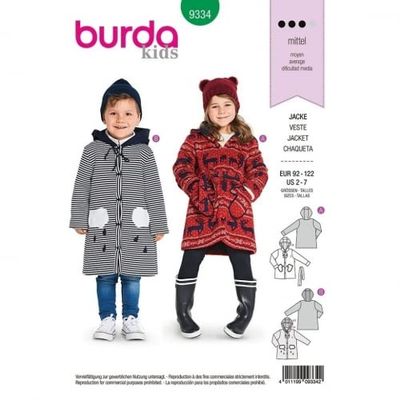 Burda Sewing Pattern 9334 Jackets, Coats 2-7