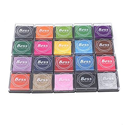 20 Different Color Craft Ink Pad Set, Washable DIY Stamping Inks for Drawing, Scrapbooking, Fabric, Wood Art Projects