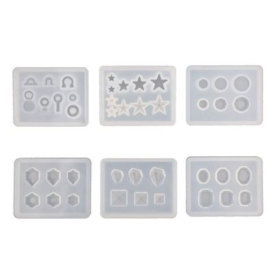 Silicone Mold for Jewels Shapes to Mold - Resin Ear Stud Earrings molds - Epoxy Resin Charms Casting Mould (6pcs)